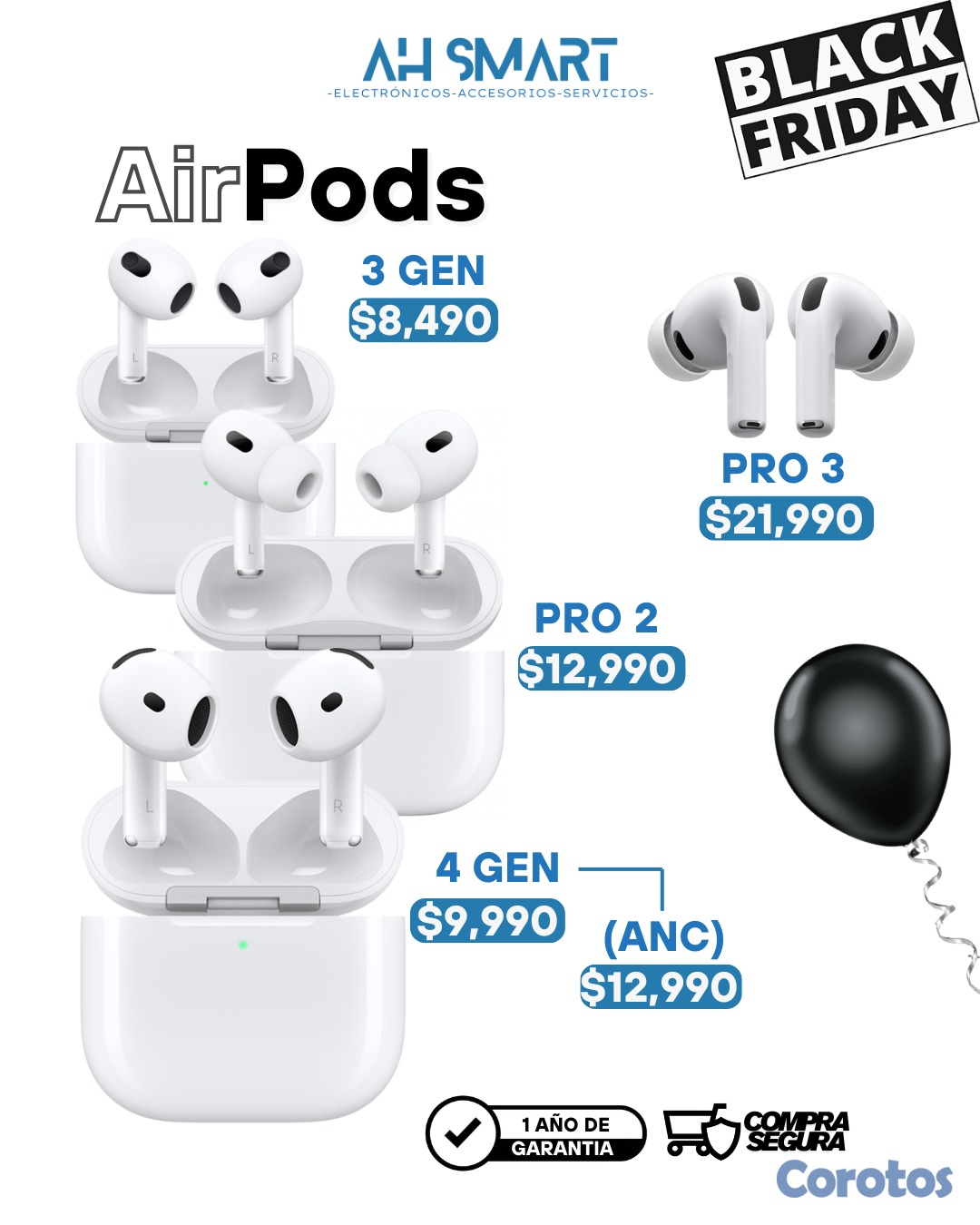 accesorios para electronica - AIRPODS (PRO 3, PRO 2, 4 GEN, 3 GEN) NUEVOS