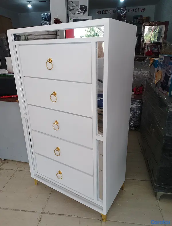 muebles y colchones - Biuro de 5 Gavetas en Madera 
Disponible en Color Blanco  8