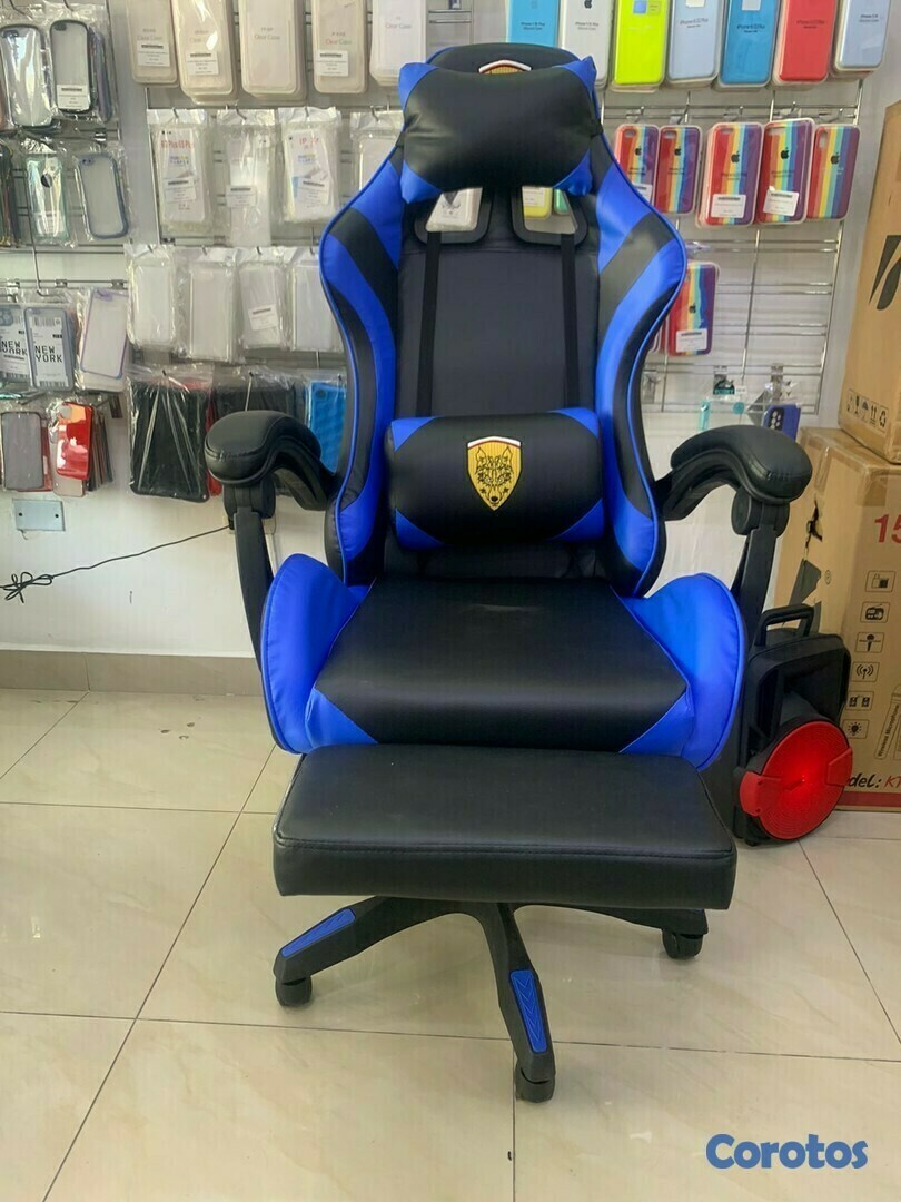 muebles y colchones - Silla gaming respaldo alto reclinable para juegos con reposapies. 4