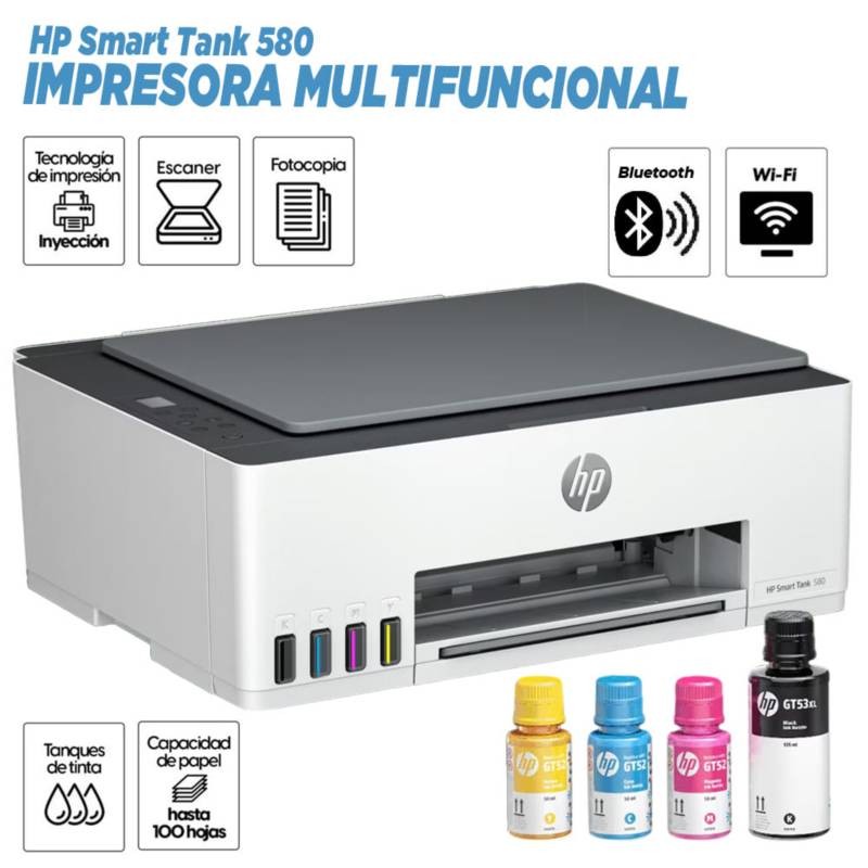 impresoras y scanners - IMPRESORA ,MULTIFUNCIONAL HP SMART TANK 580 - ALL IN ONE PRINTER- SISTEMA DE TIN