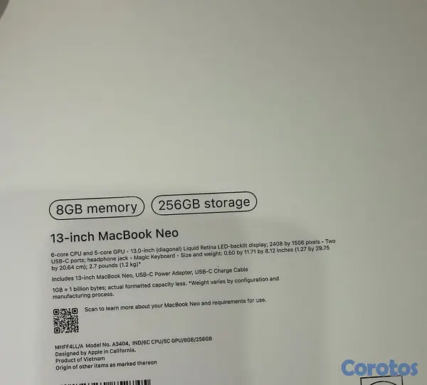 computadoras y laptops - MACBOOK NEO 13.6" 256GB 8GB SELLADA OFERTA 2