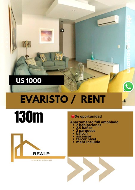 apartamentos - Apartamento amoblado evaristo 2hab