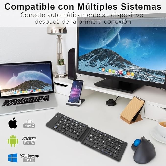 computadoras y laptops - Mini teclado inalambrico plegable Q-815 compatible iOS, Android y Window
 2