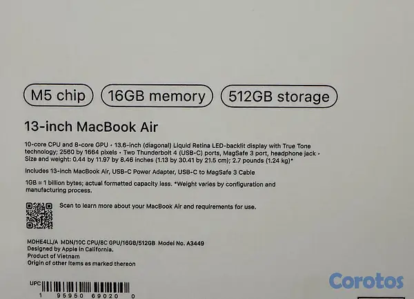 computadoras y laptops - MACBOOK AIR M5 13" 512/16GB RAM SELLADAS OFERTA 2