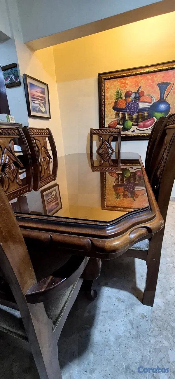 muebles y colchones - Comedor de caoba de 6 sillas 7