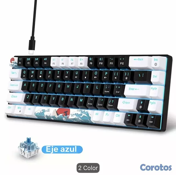 computadoras y laptops - Teclado mecanico retro iluminado color azul 9