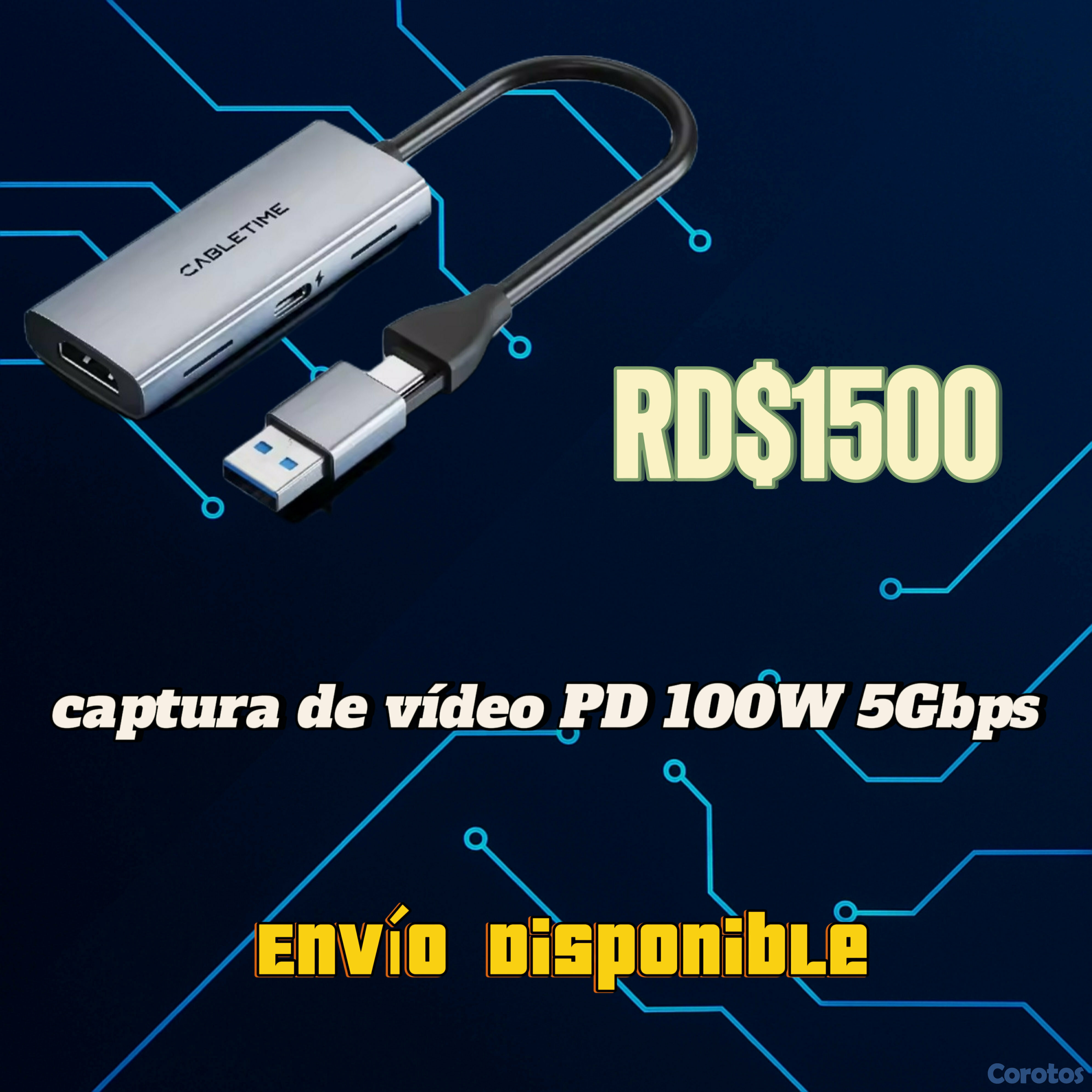 camaras y audio - captura de vídeo PD 100W 5Gbps USB A + C aluminio 1080p Full HD 1