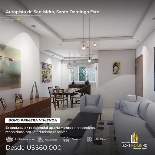 apartamentos - Venta de apartamento en san Isidro con bono primera vivienda Santo Domingo este