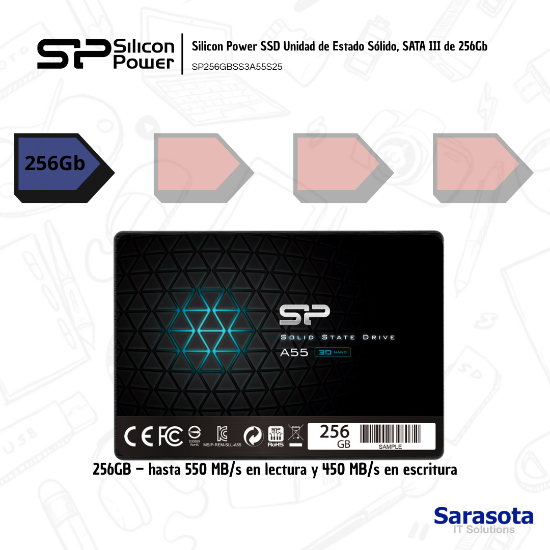 accesorios para electronica -  SSD 256Gb Disco Estado Sólido marca Silicon Power 0