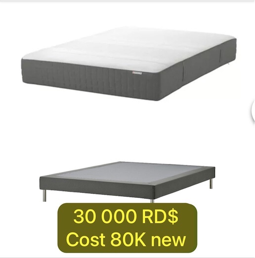 muebles y colchones - Cama y colchón king size. IKEA. 2023. Rebaja. Urgente 25,000.  (nuevo 80k)