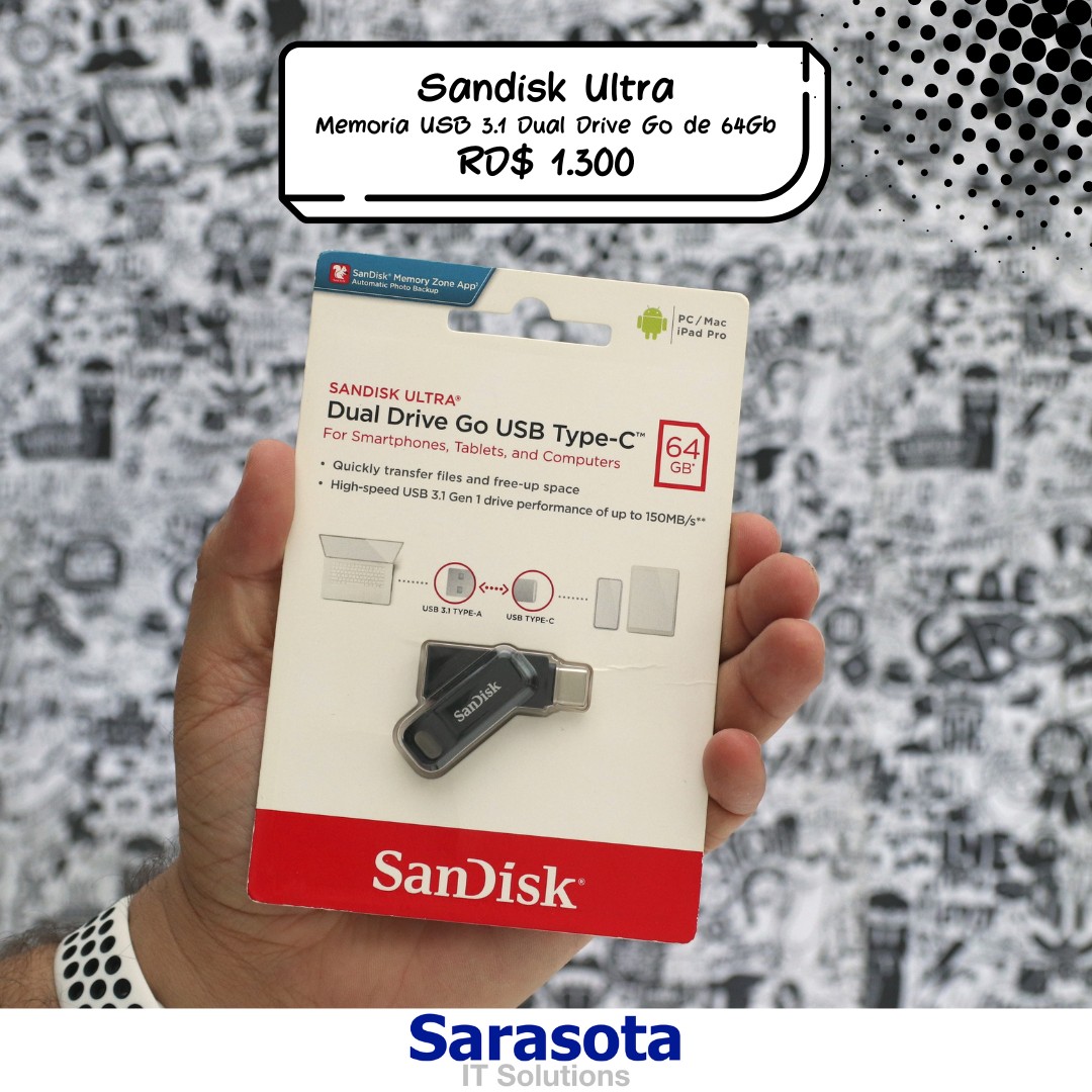 accesorios para electronica - Sandisk memoria USB 3.1 Dual Drive Go de 64Gb