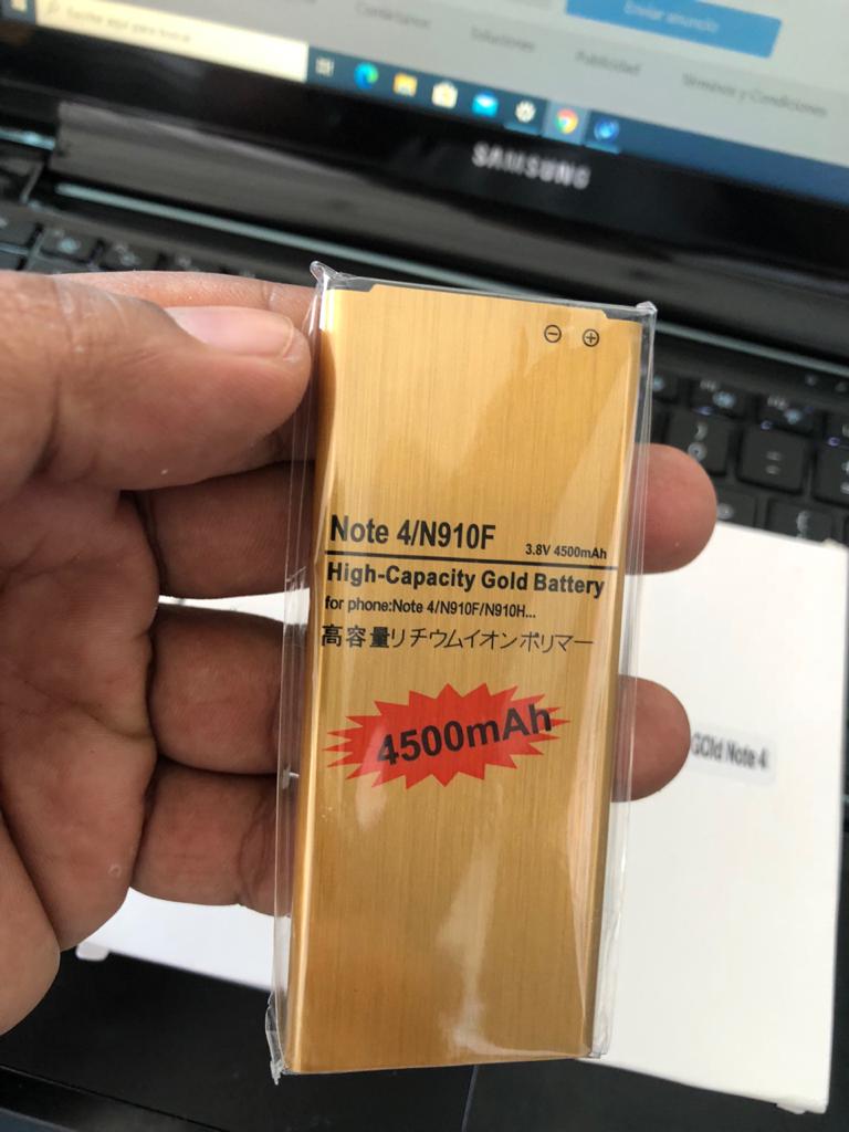 celulares y tabletas - BATERIA SAMSUNG NOTE 4 NUEVAS DE MAYOR CAPACIDAD DORADA PILA