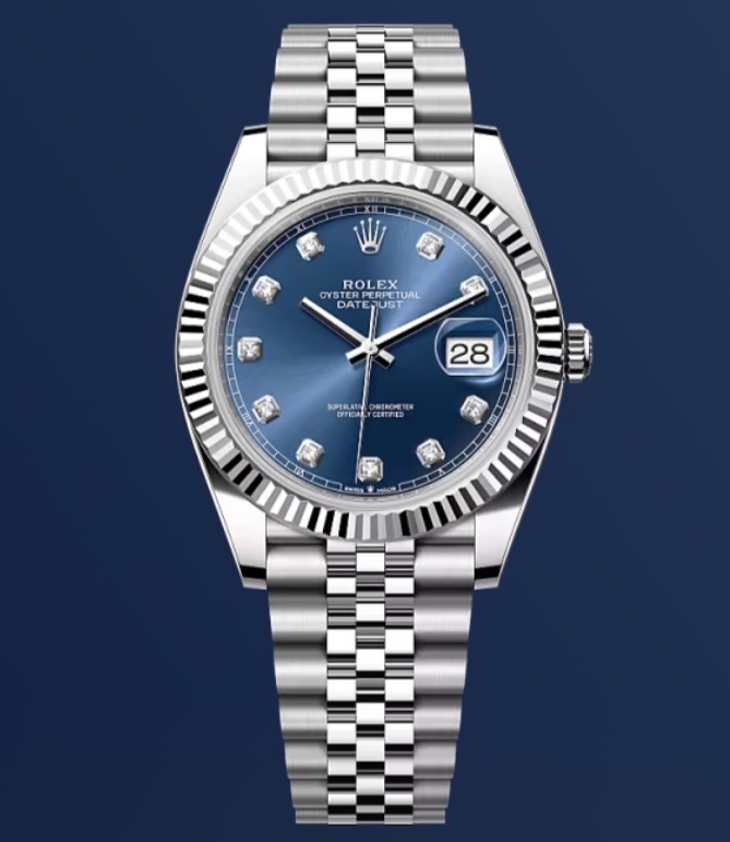 joyas, relojes y accesorios - Rolex Datejust 41mm ref 126334 Fluted Bezel Blue Diamond Dial Jubilee white gold