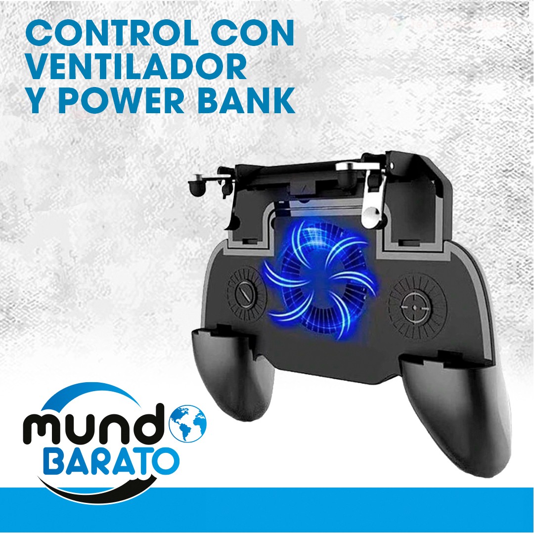 Control Con Ventilador Para Jugar con celular + Power Bank. gamepad abanico