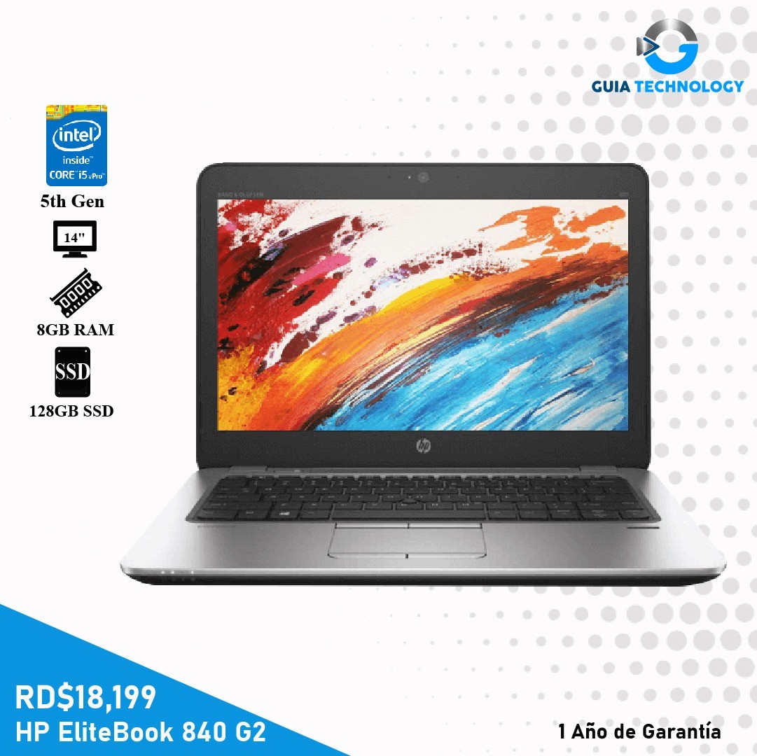 computadoras y laptops - Laptop HP EliteBook 840 G2 Core i5 128GB SSD, 8GB RAM (Incluye Mouse y Mochila) 