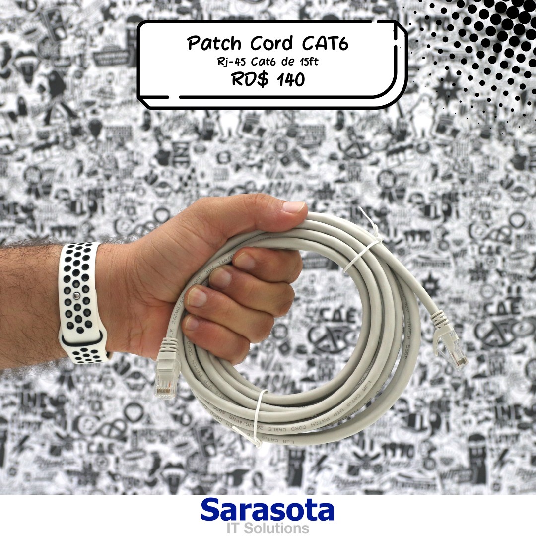 accesorios para electronica - Patch Cord RJ45 CAT6 de 15 pies (Somos Sarasota)