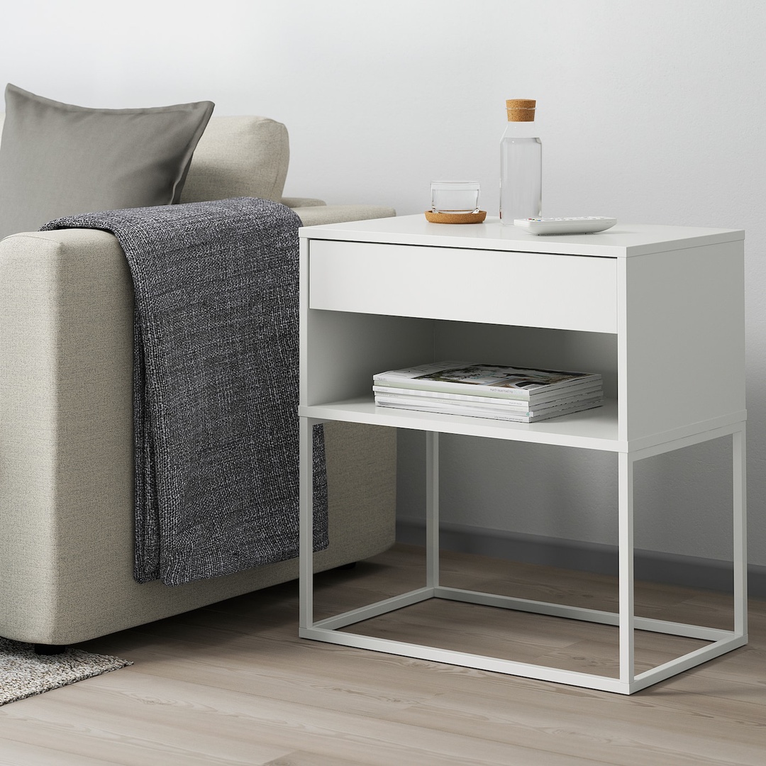 muebles y colchones - Mesitas laterales de sala o dormitorio color blanco compradas en IKEA