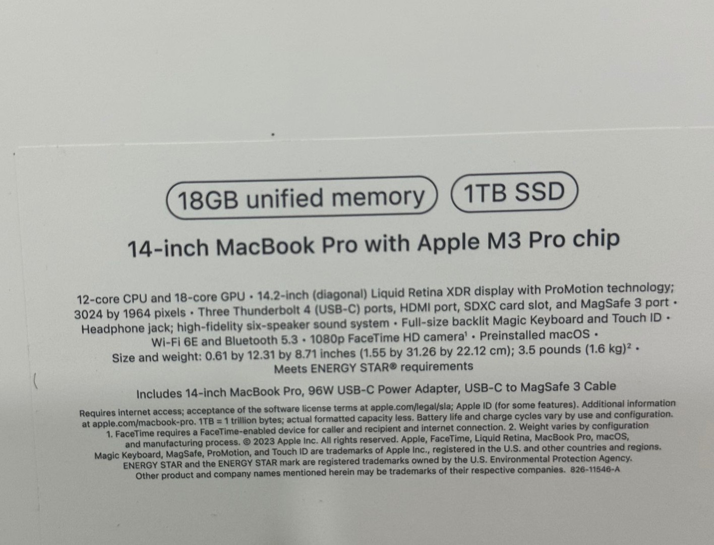 computadoras y laptops - MACBOOK PRO 2023 CHIP M3 PRO/1TB SSD/18GB RAM/ 14-INCH SPACE BLACK  2