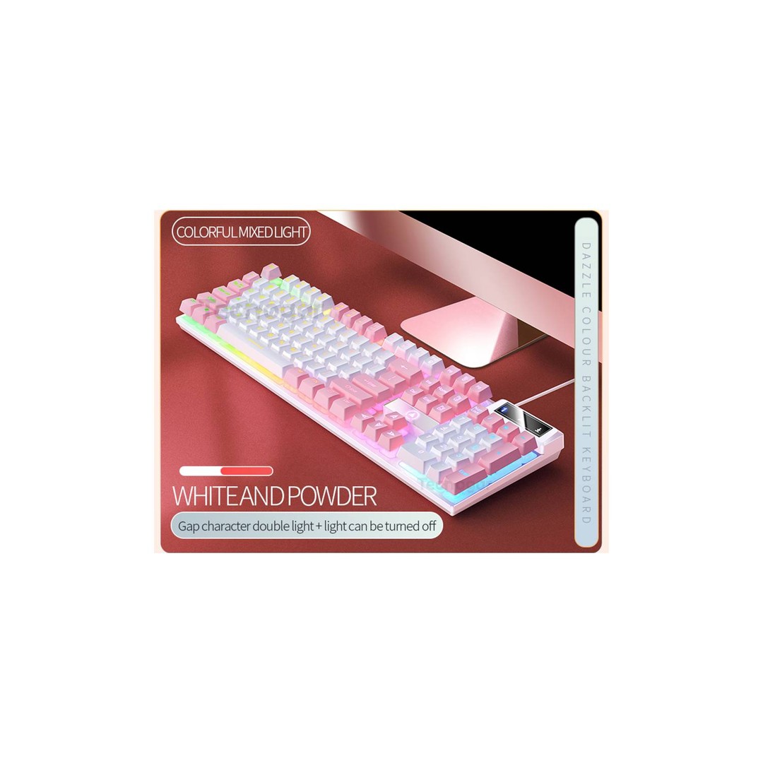 accesorios para electronica - Kit Teclado y Mouse Gamer Rosado Retroiluminado con Luces Led RGB para PC 1