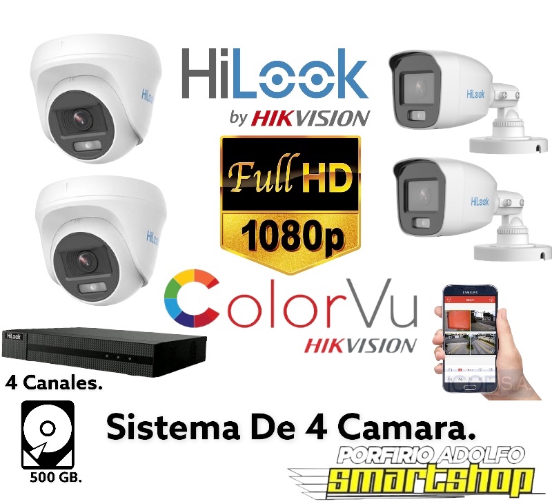 camaras y audio - Sistema De 4 Camara Con Visión Nocturna A Color & Sensores De Movimientos..
