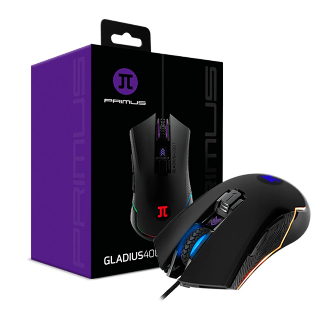 computadoras y laptops - MOUSE PRIMUS PMO-101, GAMING GLADIUS 4000T, OPTICO USB, 6 BOTONES, VELOCIDAD AJU 0