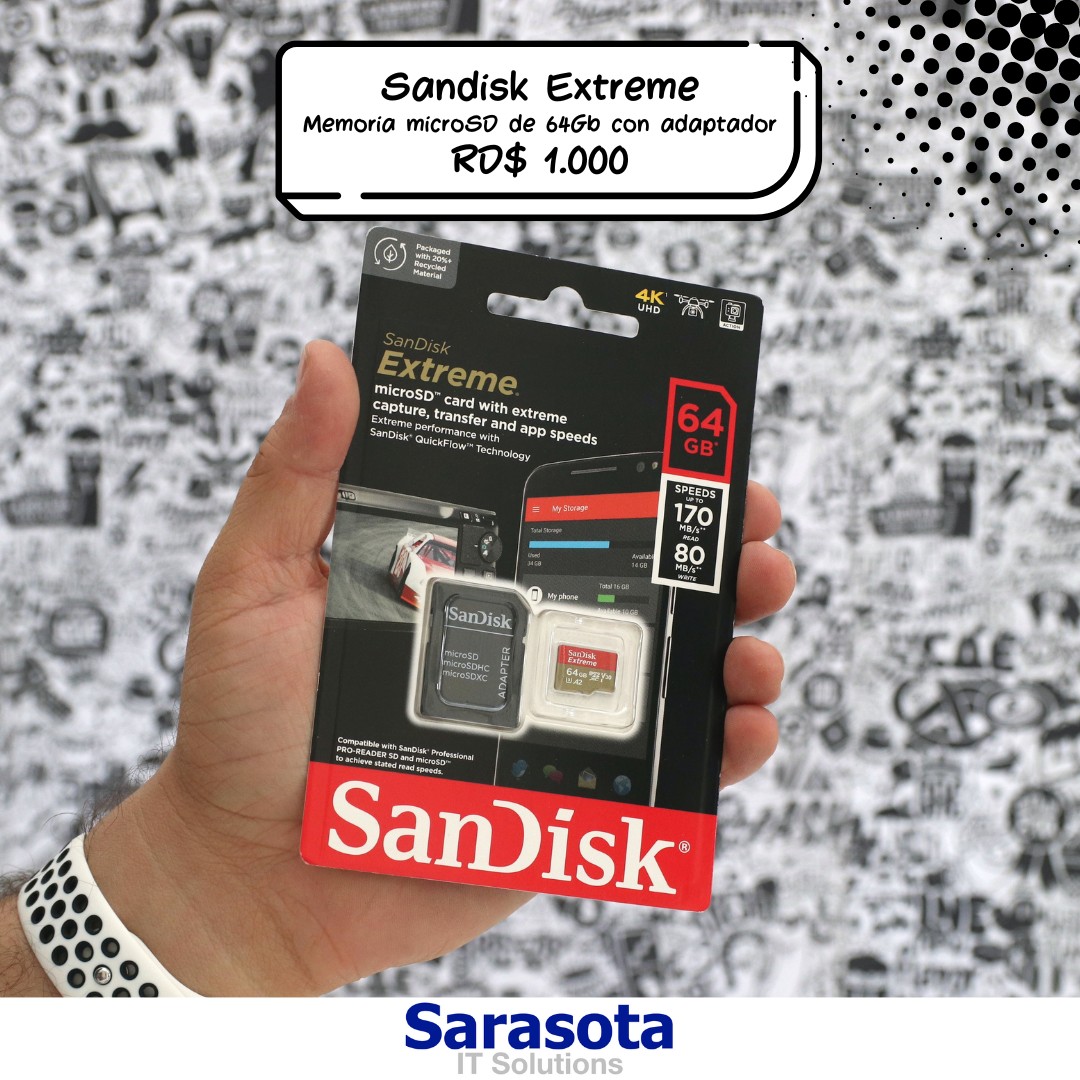 accesorios para electronica - MicroSD 64Gb SanDisk Extreme (170 MB/s) con adaptador
