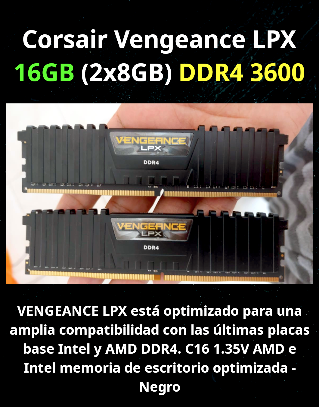 computadoras y laptops - 🚀 MEMORIAS RAM Corsair Vengeance 3600MHz (DDR4)🚀 1