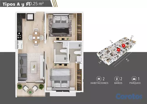 apartamentos - Apartamento en venta en bella vista de dos habitac 5