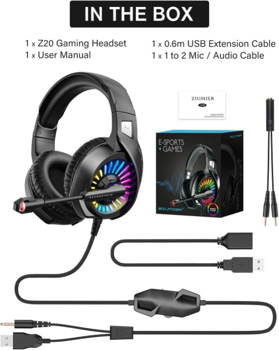 camaras y audio - ZIUMIER Auriculares para juegos con microfonos, compatibles con PC, SP4-5, XBOX 1
