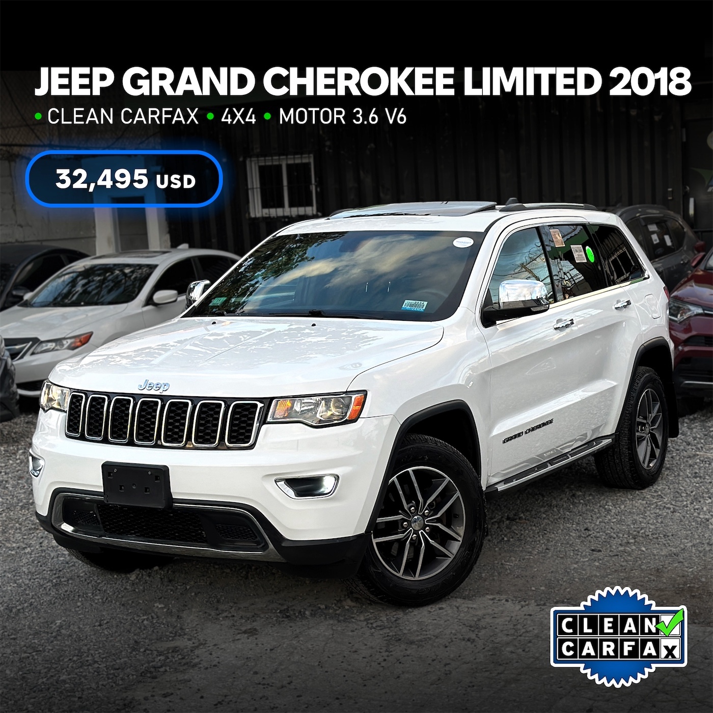 jeepetas y camionetas - GRAND CHEROKEE LIMITED 2018 4x4 CLEAN CARFAX 0