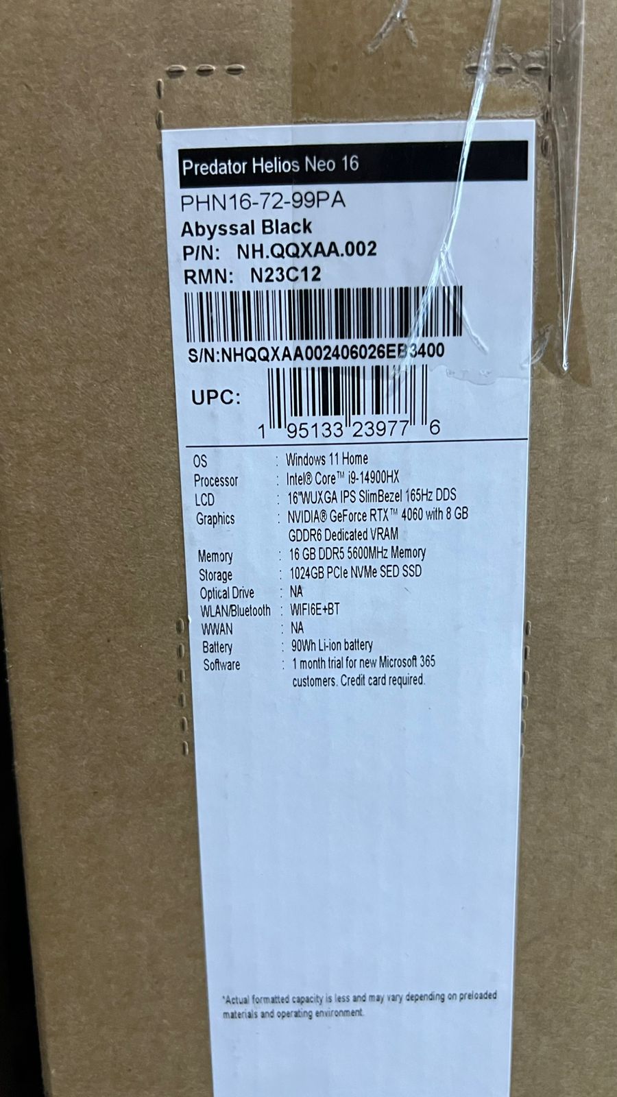 computadoras y laptops - acer Predator Helios Neo 16 RTX 4060 1TB Ram 16GB  9