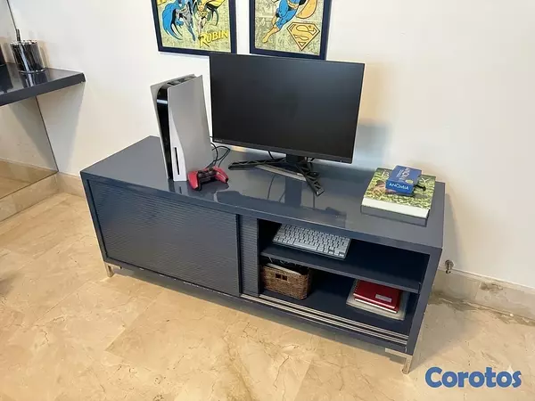 muebles y colchones - COMBO o SET DE MUEBLE AZUL (Escritorio + Rack para TV) 2