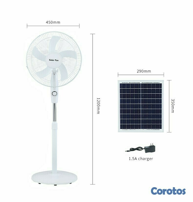 aires acondicionados y abanicos - Abanico solar recargable de pedestal 16 pulgadas con 3 velocidades SLP-1 1