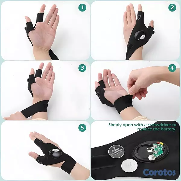 accesorios para electronica - Guantes con Luz – Guantes Iluminados Plomería - Me 6