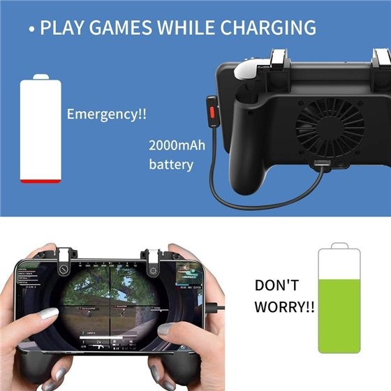 accesorios para electronica - Control Con Ventilador Para Jugar con celular + Power Bank. gamepad abanico 3