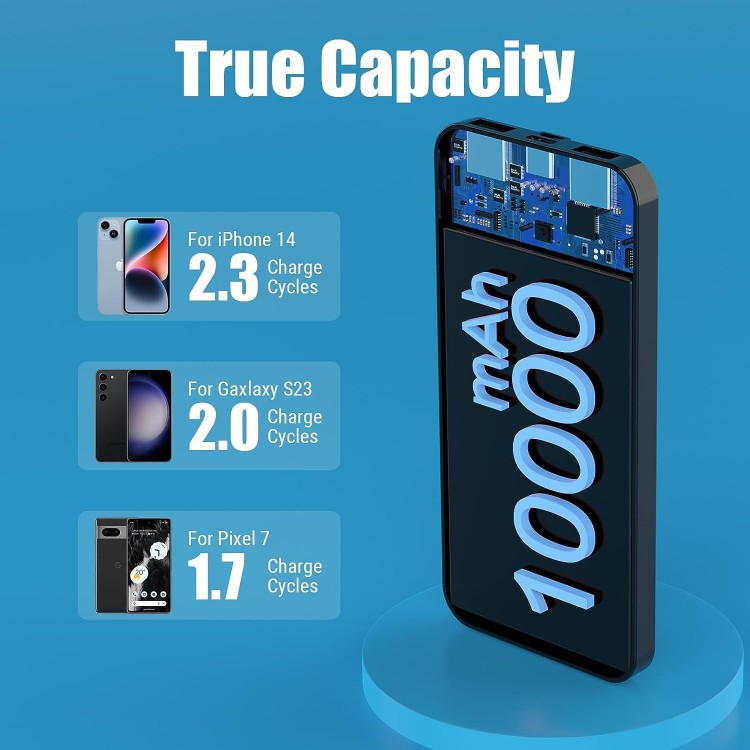 celulares y tabletas - Power Bank Miady Cargador de bateria de 10,000 mAh, USB dual, portatil, negro 2