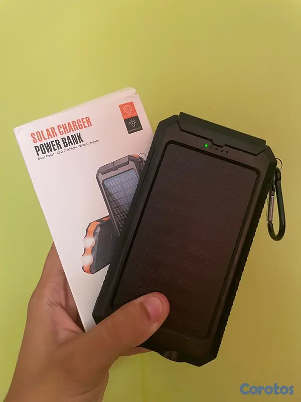 otros electronicos - power bank cargador portátil con panel solar y linterna integrada  2