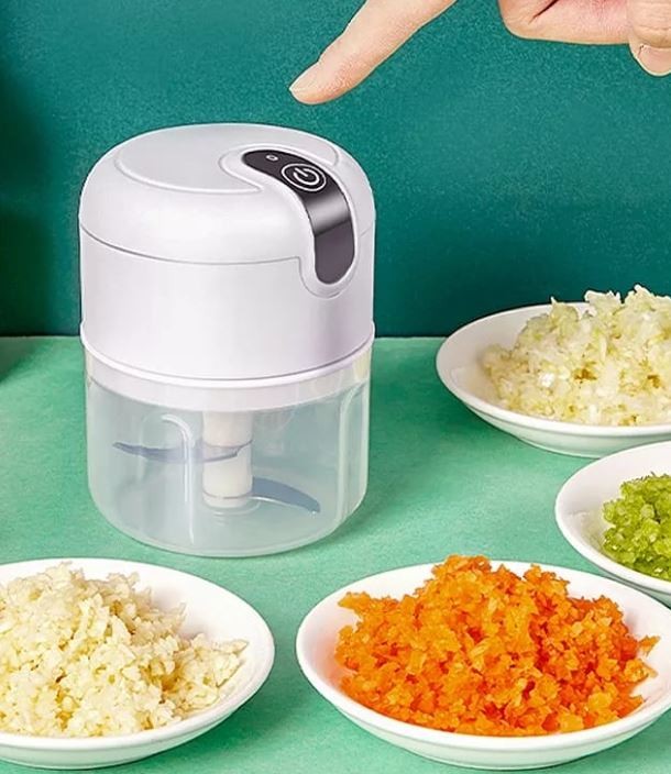 electrodomesticos - Mini Trituradora de alimentos eléctrica portátil con 3 cuchillas 2