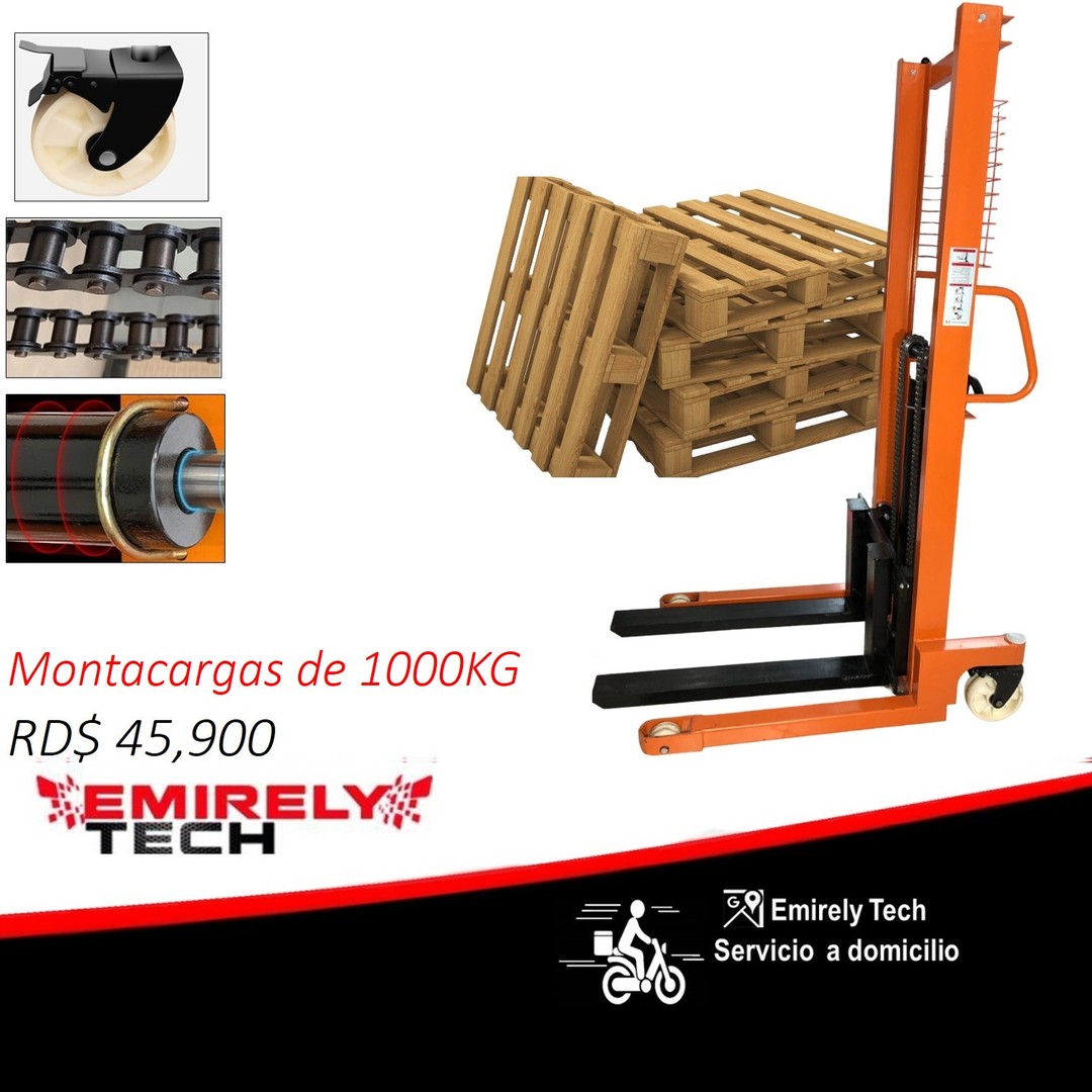equipos profesionales - Montacargas grua guinche Carretilla elevadora manual hidráulica de 1000KG