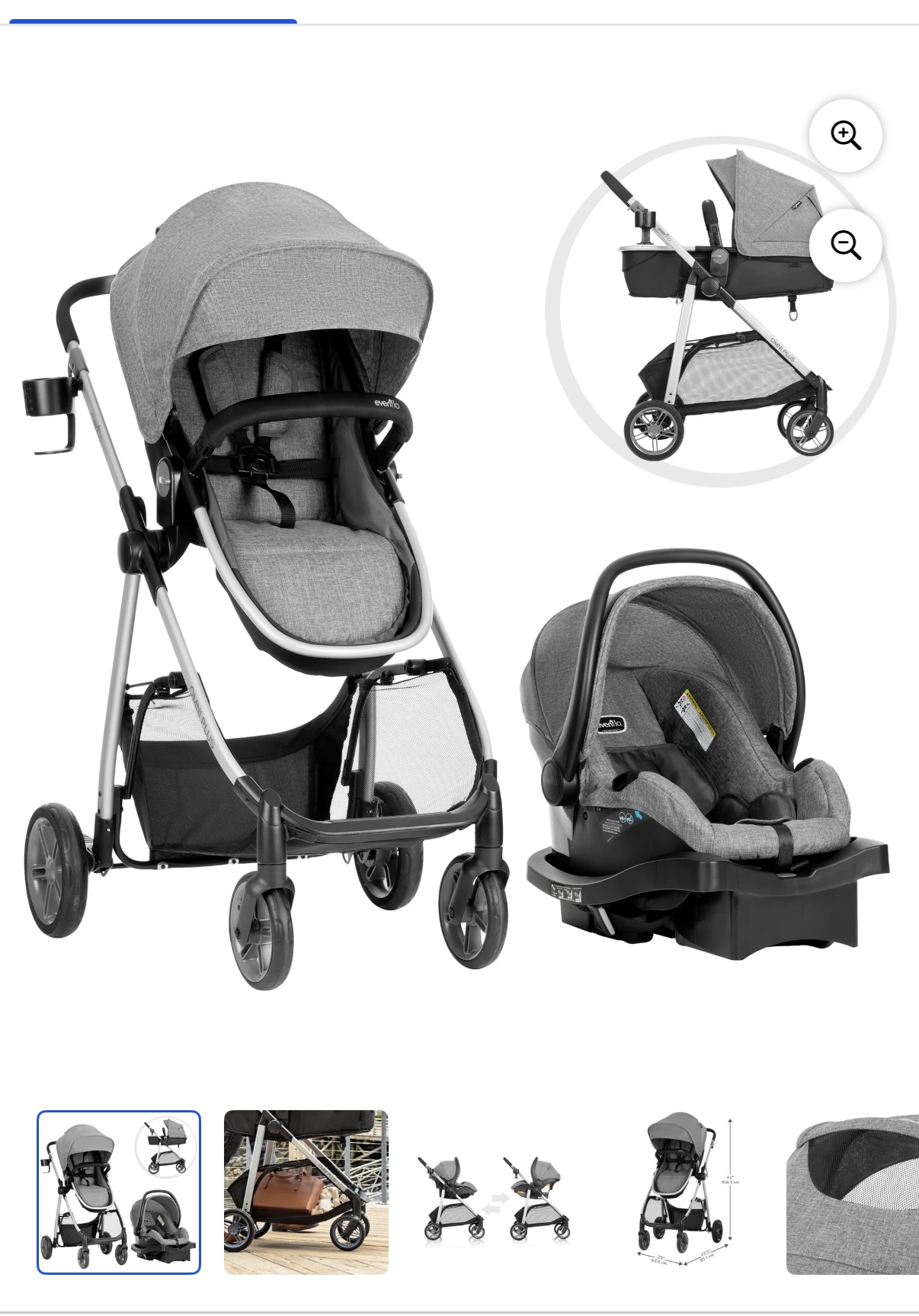 coches y sillas - Coche evenflo con porta bebé incluido