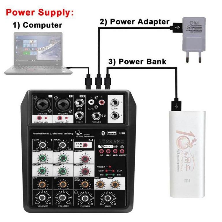 camaras y audio - MEZCLADOR DE AUDIO DE 4 CANALES MIXER USB PORTATIL 3