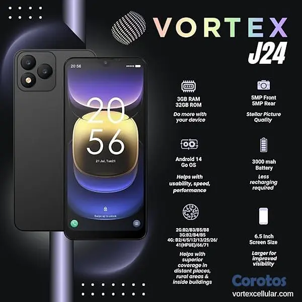 celulares y tabletas - Celular Vortex J24 Desbloqueado para todas las COM 3