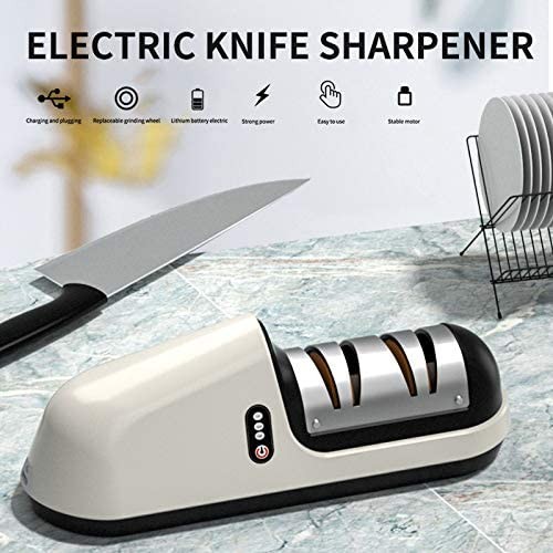 electrodomesticos - Afilador de cuchillos eléctrico, cocina profesional, USB recargable  Amolador 5