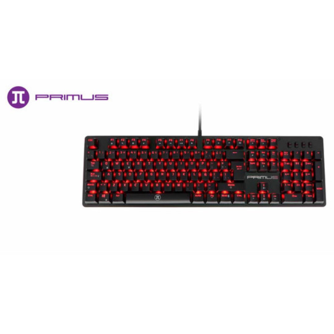 computadoras y laptops - TECLADO PRIMUS GAMING, USB, CON ILUMINACION ROJA (PKS-101S)  PRA VERDADEROS JUGA