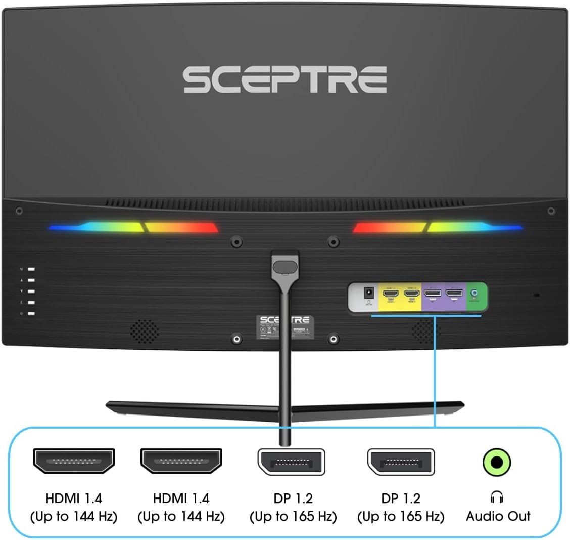 computadoras y laptops - Sceptre Monitor curvo de 24 pulgadas 1080p 165Hz 99% sRGB, altavoces integrados 3