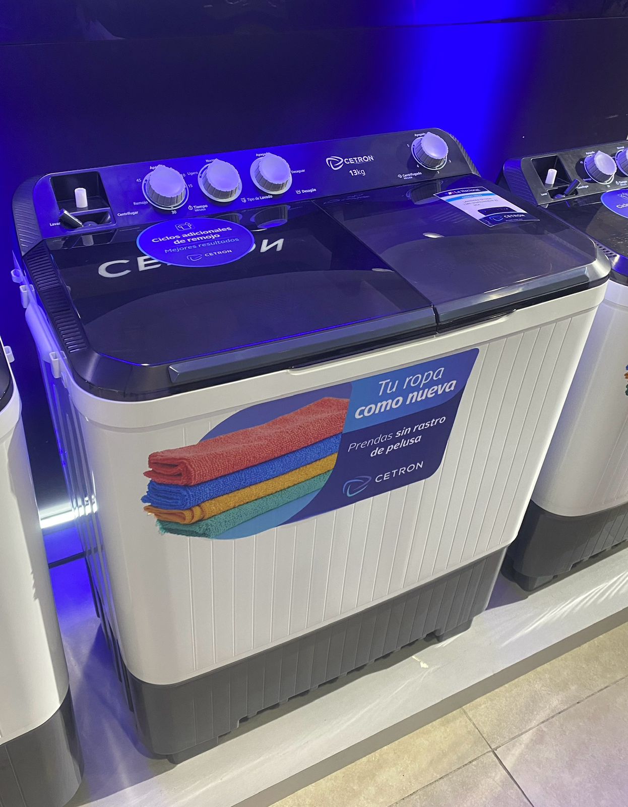 electrodomesticos - Lavadora Cetron 29 libras
Semiautomática
Dos tinas
Lava, centrifuga y exprime