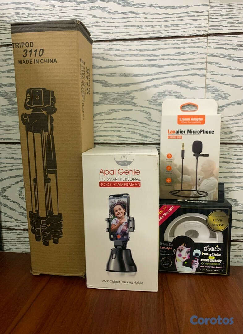 celulares y tabletas - Combo emprendedor para tiktoker aro de luz, trípode soporte y micrófono  4