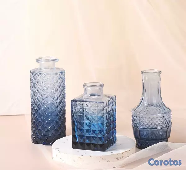 decoración y accesorios - Vasos de flores azules, vasos de vidrio transparente 2