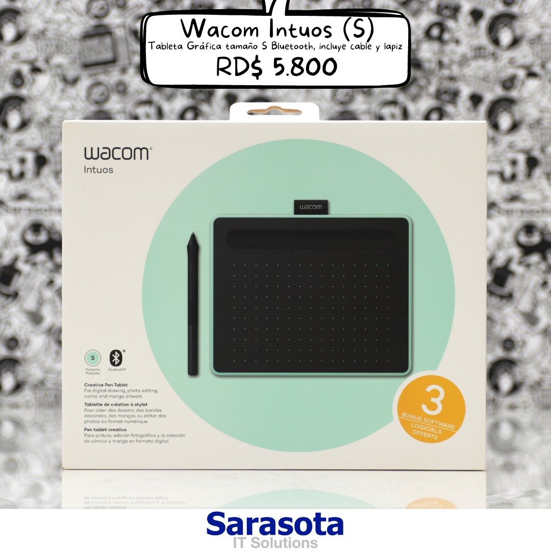 computadoras y laptops - Wacom Intuos S Bluetooth Pistacho (Somos Sarasota)
