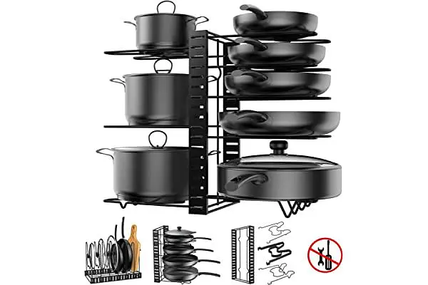 cocina - Organizador de Ollas, Tapas, Sartenes 8 Niveles 